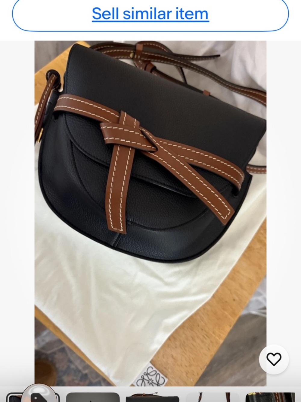 Loewe Gate. Small. Dark Brown Leather Shoulder Bag with Tan Strap . COA/dusty